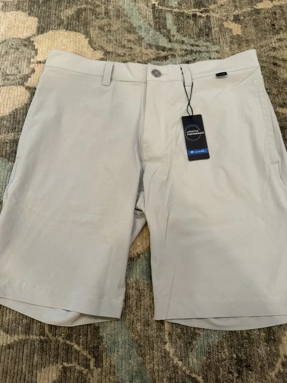 Travis Mathew Lifestyle Performance Carlsbad Shorts Light Grey Sz 32 NWT $98